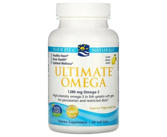 Жирные кислоты Nordic Naturals Рыбий Жир, Вкус Лимона, Ultimate Omega, 1000 мг, 60 мягких к (NOR01797)