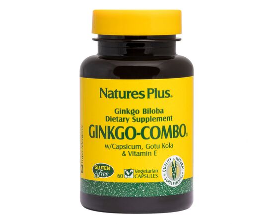 Травы Natures Plus Гинкго Билоба Комбо Комплекс, 60 вегетарианских капсул (NTP1091)