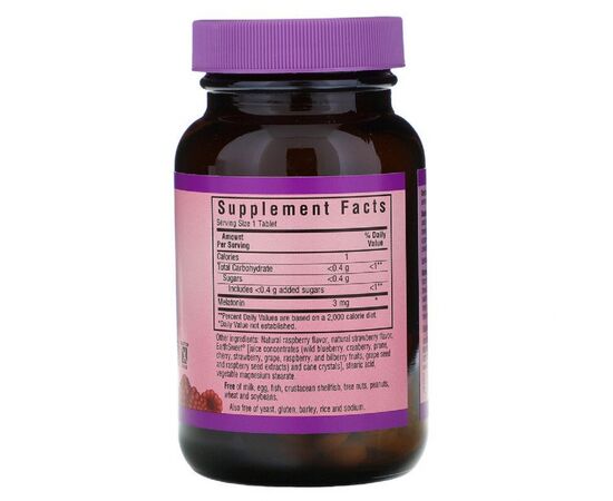 Амінокислота Bluebonnet Nutrition Мелатонін, Melatonin, 3 мг, EarthSweet, Малиновий Смак, 120 (BLB-00994), зображення 2 Амінокислота Bluebonnet Nutrition Мелатонін, Melatonin, 3 мг, EarthSweet, Малиновий Смак, 120 (BLB-00994), зображення 2