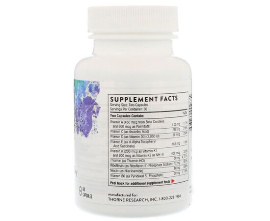 Витамин Thorne Research Базовые Питательные Вещества, Basic Nutrients 2/Day, 60 Кап (THR-00684), изображение 2