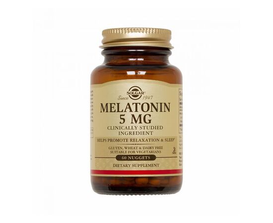 Аминокислота Solgar Мелатонін Melatonin, 5 мг, 60 жувальних таблеток (SOL01936)