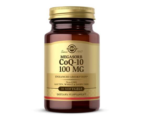 Антиоксидант Solgar Коензим Q-10, Megasorb CoQ-10, 100 мг, 30 гелевих капсул (SOL00947)