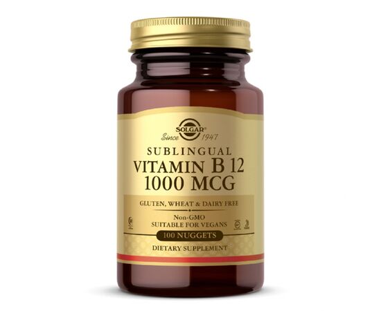 Вітамін Solgar Вітамін В12, сублінгвально, Vitamin B12 1000 мкг, 100 наггет (SOL03229)