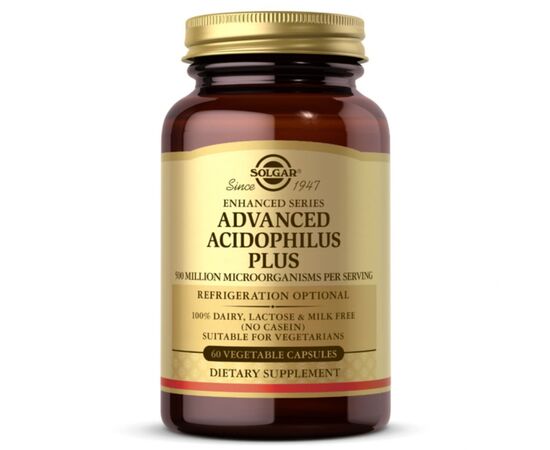 Пробіотики Solgar Пробіотик, Advanced Acidophilus Plus, 60 вегетаріанських кап (SOL00014)