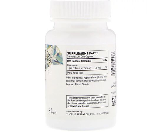Мінерали Thorne Research Калій Цитрат, Potassium Citrate, 90 капсул (THR-24002), зображення 2 Мінерали Thorne Research Калій Цитрат, Potassium Citrate, 90 капсул (THR-24002), зображення 2