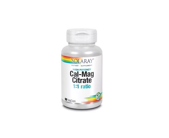 Минералы Solaray Кальций И Магний, Cal-Mag Citrate, High Potency, 90 Капсул (SOR04524)