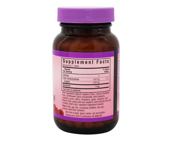 Аминокислота Bluebonnet Nutrition Мелатонин 1мг, Вкус Малины, Earth Sweet Chewables, 60 жеват (BLB0990), изображение 2 Аминокислота Bluebonnet Nutrition Мелатонин 1мг, Вкус Малины, Earth Sweet Chewables, 60 жеват (BLB0990), изображение 2