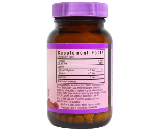 Амінокислота Bluebonnet Nutrition Мелатонін, Melatonin, 1 мг, EarthSweet, Малиновий Смак, 120 (BLB0991), зображення 2 Амінокислота Bluebonnet Nutrition Мелатонін, Melatonin, 1 мг, EarthSweet, Малиновий Смак, 120 (BLB0991), зображення 2