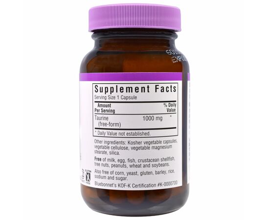 Аминокислота Bluebonnet Nutrition Таурин 1000мг, 50 гелевых капсул (BLB-00087), изображение 2 Аминокислота Bluebonnet Nutrition Таурин 1000мг, 50 гелевых капсул (BLB-00087), изображение 2