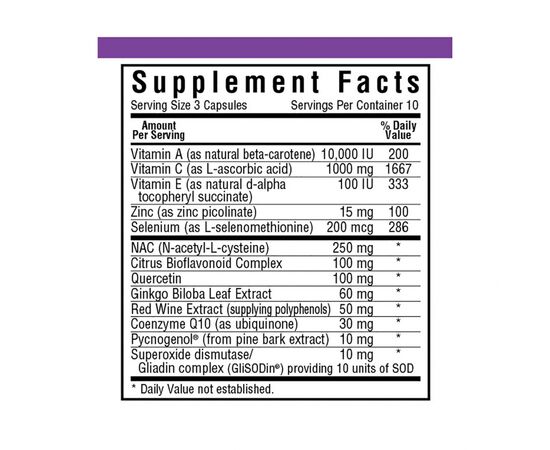 Антиоксидант Bluebonnet Nutrition Формула Супер Антиоксидантов, 30 вегетарианских капсу (BLB0324), изображение 2 Антиоксидант Bluebonnet Nutrition Формула Супер Антиоксидантов, 30 вегетарианских капсу (BLB0324), изображение 2