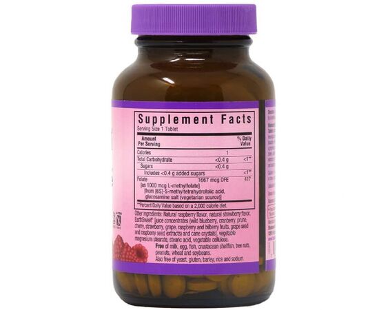 Витамин Bluebonnet Nutrition Метилфолат (B9)1000мкг, Вкус Малины, Earth Sweet Chewables, (BLB0455), изображение 2 Витамин Bluebonnet Nutrition Метилфолат (B9)1000мкг, Вкус Малины, Earth Sweet Chewables, (BLB0455), изображение 2