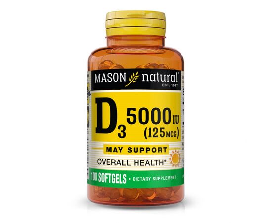 Вітамін Mason Natural Вітамін D3 5000 МО, Vitamin D3, 100 гелевих капсул (MAV15331)