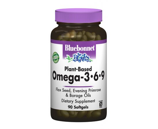 Жирные кислоты Bluebonnet Nutrition Омега 3-6-9 на Растительной Основе 1000мг, 90 желатиновых к (BLB-01012)
