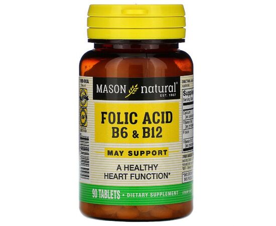 Витамин Mason Natural Фолиевая кислота B6 и B12, Folic Acid B6 & B12, 90 таблеток (MAV-11699)