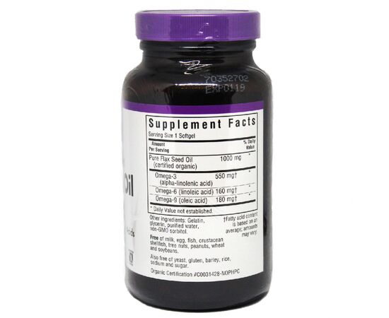 Травы Bluebonnet Nutrition Органическое Льняное Масло 1000мг, 100 желатиновых капсу (BLB0922), изображение 2 Травы Bluebonnet Nutrition Органическое Льняное Масло 1000мг, 100 желатиновых капсу (BLB0922), изображение 2