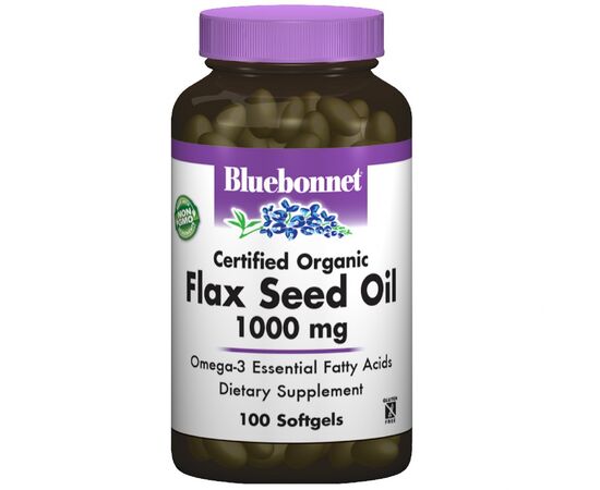 Травы Bluebonnet Nutrition Органическое Льняное Масло 1000мг, 100 желатиновых капсу (BLB0922)