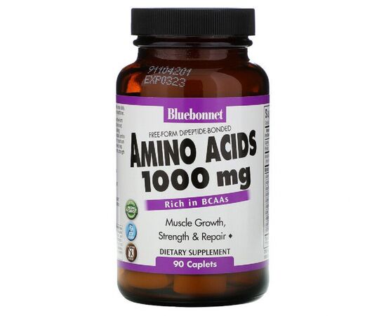 Аминокислота Bluebonnet Nutrition Комплекс Аминокислот 1000 мг, Amino Acid, 90 капсул (BLB-01580)