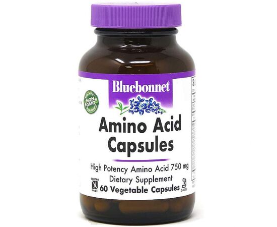 Амінокислота Bluebonnet Nutrition Комплекс Амінокислот 750 мг, Amino Acid, 60 вегетаріанських (BLB0010)