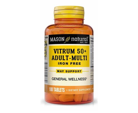 Мультивитамин Mason Natural Мультивитамины для взрослых 50+, без железа, Vitrum 50 + Adu (MAV15977)