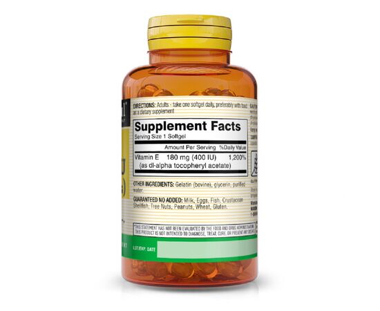 Витамин Mason Natural Витамин Е 180мг, Vitamin E 400 IU, 100 гелевых капсул (MAV-05051), изображение 2 Витамин Mason Natural Витамин Е 180мг, Vitamin E 400 IU, 100 гелевых капсул (MAV-05051), изображение 2