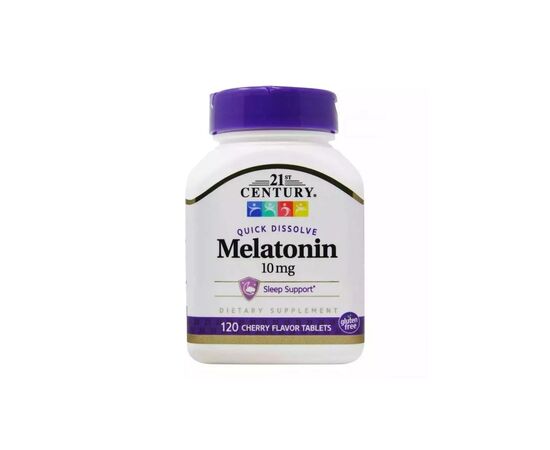 Амінокислота 21st Century Мелатонін, 10 мг, вишневий смак, Melatonin, 120 таблеток (CEN-27503)