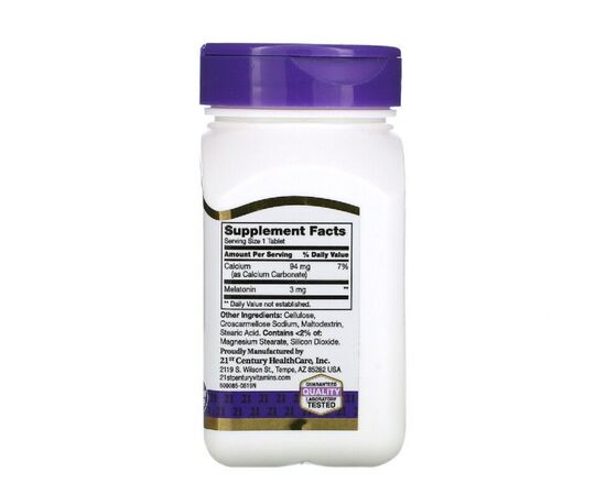 Вітамінно-мінеральний комплекс 21st Century Мелатонін, 3 мг, Melatonin, 90 таблеток (CEN-21240), зображення 2 Вітамінно-мінеральний комплекс 21st Century Мелатонін, 3 мг, Melatonin, 90 таблеток (CEN-21240), зображення 2