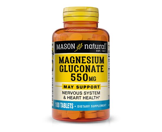 Минералы Mason Natural Глюконат магния 550 мг, Magnesium Gluconate, 100 таблеток (MAV06171)