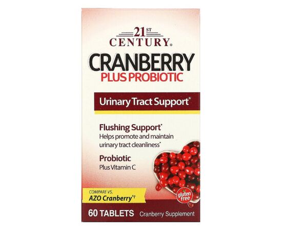 Трави 21st Century Журавлина з пробіотиком, Cranberry Plus Probiotic, 60 таблеток (CEN-27848)