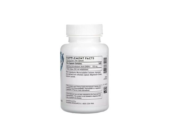 Аминокислота Thorne Research GABA (Гамма-аминомасляная кислота) 100 мг, Pharma GABA-100, 60 капс (THR-65201), изображение 2 Аминокислота Thorne Research GABA (Гамма-аминомасляная кислота) 100 мг, Pharma GABA-100, 60 капс (THR-65201), изображение 2