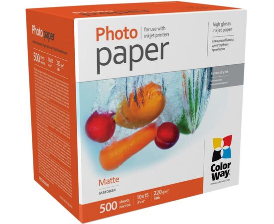 Фотопапір ColorWay 10x15, 220г, matte, 500л (PM2205004R)