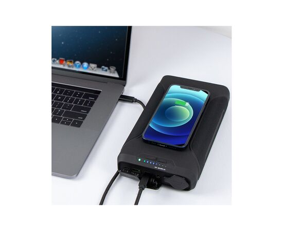 Батарея універсальна PowerPlant 68400mAh, PD/60W, DC 12-24V 9 connectors, QC/3.0, USB-C*2, USB-A, Wireless (PB930456), зображення 3 Батарея універсальна PowerPlant 68400mAh, PD/60W, DC 12-24V 9 connectors, QC/3.0, USB-C*2, USB-A, Wireless (PB930456), зображення 3
