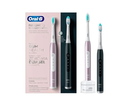 Электрическая зубная щетка Oral-B 4900 S411.526.3H Pulsonic Slim Luxe RoseGold + MatteBlack