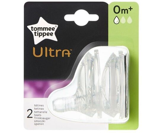 Соска Tommee Tippee ULTRA силиконовая Медленный поток (2шт) (17389), изображение 2 Соска Tommee Tippee ULTRA силиконовая Медленный поток (2шт) (17389), изображение 2