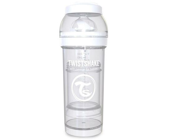 Пляшечка для годування Twistshake антиколькова 260 мл, біла (24857)
