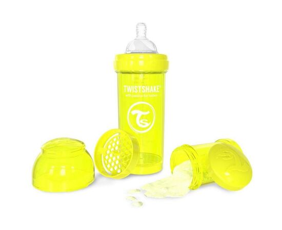Пляшечка для годування Twistshake антиколькова 260 мл, жовта (24883), зображення 3