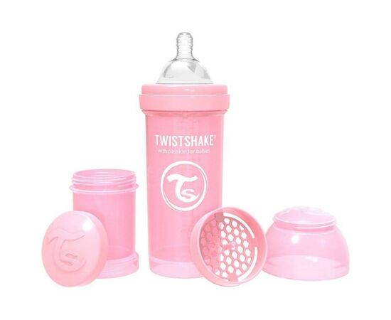 Пляшечка для годування Twistshake антиколькова 260 мл, світло-рожева (69863), зображення 2 Пляшечка для годування Twistshake антиколькова 260 мл, світло-рожева (69863), зображення 2