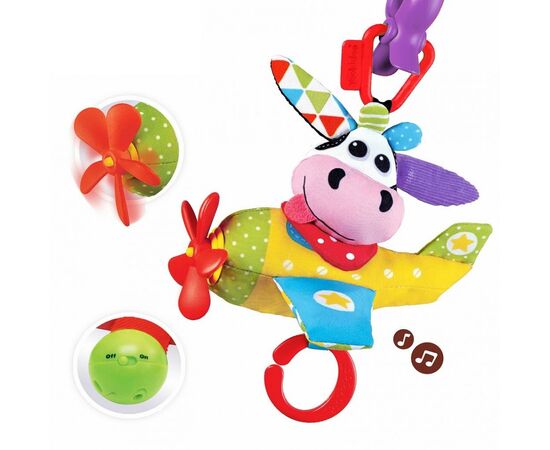 Игрушка на коляску Yookidoo Коровка пилот музыкальная (70632), изображение 2 Игрушка на коляску Yookidoo Коровка пилот музыкальная (70632), изображение 2