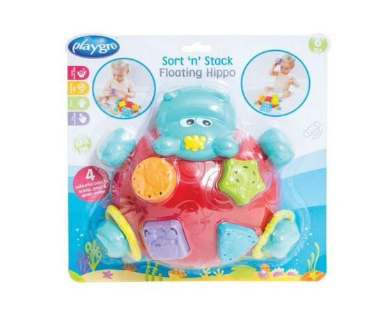 Игрушка для ванной Playgro Сортер для воды Гиппопотам (25240), изображение 6 Игрушка для ванной Playgro Сортер для воды Гиппопотам (25240), изображение 6