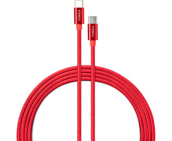 Дата кабель USB-C to USB-C 1.0m 60W Nylon Red Vinga (VCDCCCM531)