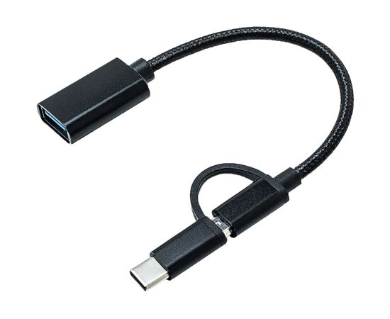 Переходник OTG AC-150 2in1 USB 3.0 - MicroUSB USB Type-C Black XoKo (AC-150-BK)
