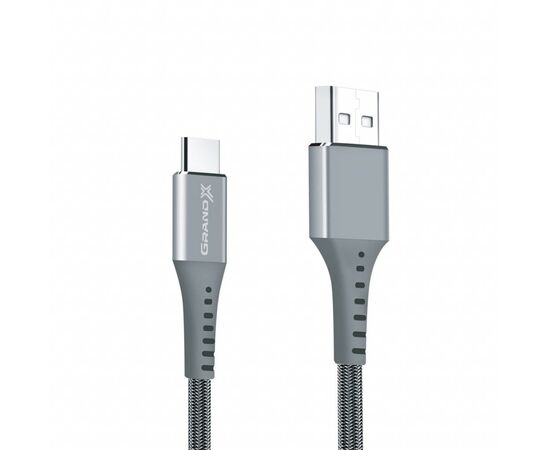 Дата кабель USB 2.0 AM to Type-C 1.2m Grey Grand-X (FC-12G), зображення 2 Дата кабель USB 2.0 AM to Type-C 1.2m Grey Grand-X (FC-12G), зображення 2