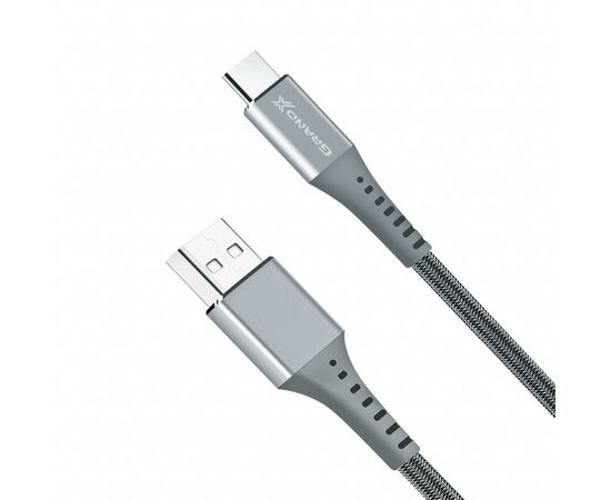 Дата кабель USB 2.0 AM to Type-C 1.2m Grey Grand-X (FC-12G), зображення 3 Дата кабель USB 2.0 AM to Type-C 1.2m Grey Grand-X (FC-12G), зображення 3
