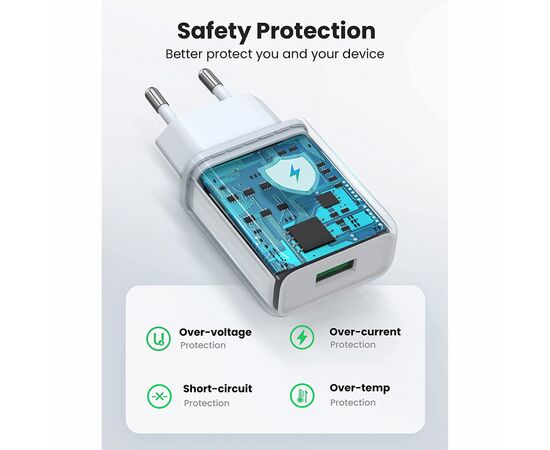 Зарядное устройство Ugreen CD122 18W USB QC 3.0 Charger (White) (10133), изображение 3 Зарядное устройство Ugreen CD122 18W USB QC 3.0 Charger (White) (10133), изображение 3