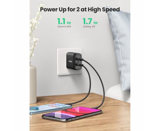 Зарядное устройство Ugreen CD161 36W 2xUSB QC 3.0 Charger (Black) (10216), изображение 5