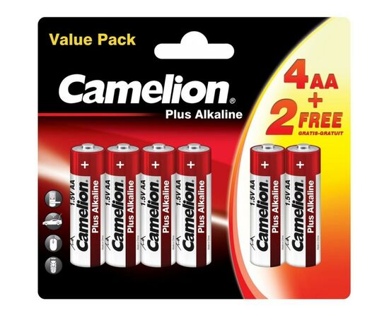 Батарейка Camelion AA LR6 Plus Alkaline * (4+2) (LR6-BP(4+2))