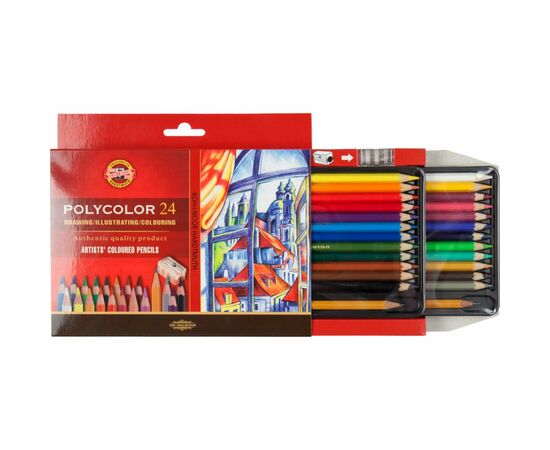 Карандаши цветные Koh-i-Noor Polycolor художественные 24 цвета (3834), изображение 3 Карандаши цветные Koh-i-Noor Polycolor художественные 24 цвета (3834), изображение 3