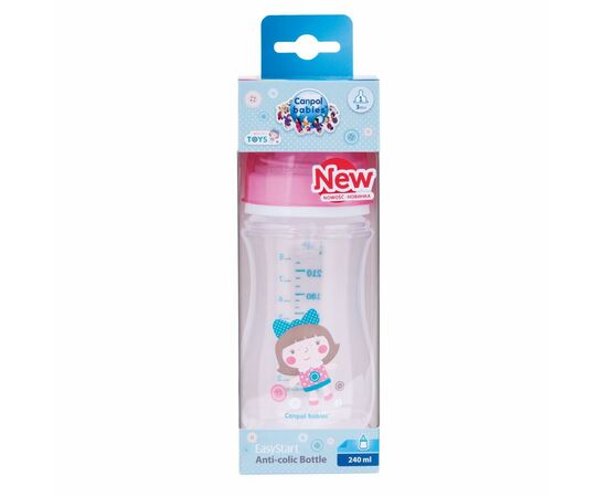 Бутылочка для кормления Canpol babies антиколиковая EasyStart Newborn baby с широк отверст. 240 мл (35/221_pin), изображение 2 Бутылочка для кормления Canpol babies антиколиковая EasyStart Newborn baby с широк отверст. 240 мл (35/221_pin), изображение 2