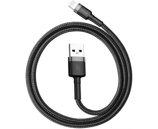 Дата кабель USB 2.0 AM to Lightning 1.0m Cafule 2.4A gray+black Baseus (CALKLF-BG1), изображение 3 Дата кабель USB 2.0 AM to Lightning 1.0m Cafule 2.4A gray+black Baseus (CALKLF-BG1), изображение 3