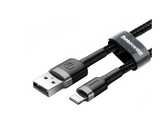 Дата кабель USB 2.0 AM to Lightning 1.0m Cafule 2.4A gray+black Baseus (CALKLF-BG1), изображение 4 Дата кабель USB 2.0 AM to Lightning 1.0m Cafule 2.4A gray+black Baseus (CALKLF-BG1), изображение 4