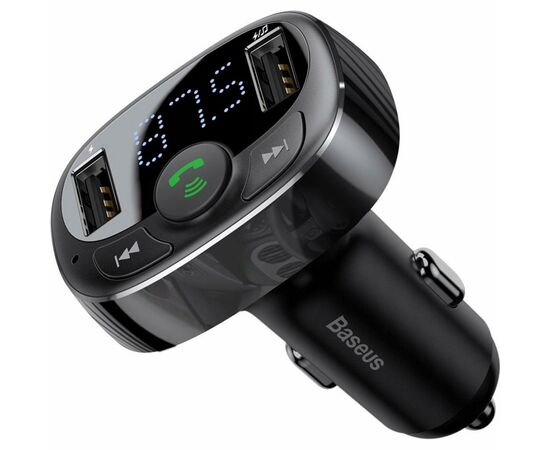 FM модулятор Baseus T-Typed Bluetooth MP3/Charger Black (CCTM-01), изображение 2 FM модулятор Baseus T-Typed Bluetooth MP3/Charger Black (CCTM-01), изображение 2